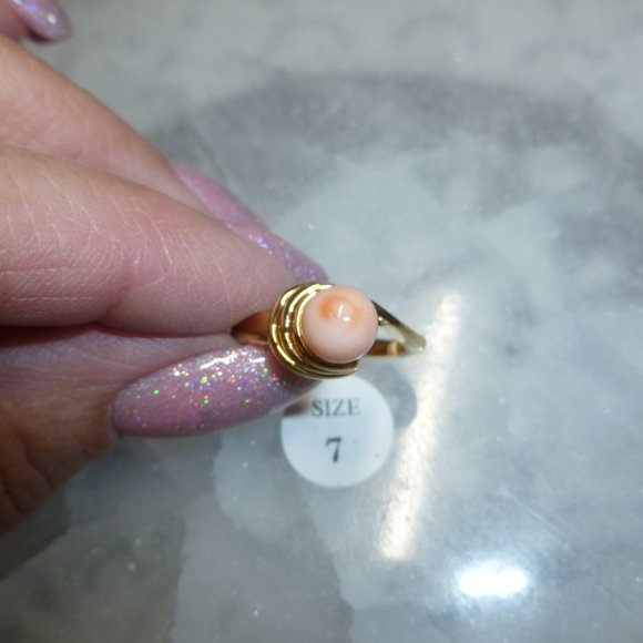 18k Yellow gold electroplated Coral Designer Dolphin Ore Ring - Picture 5 of 14